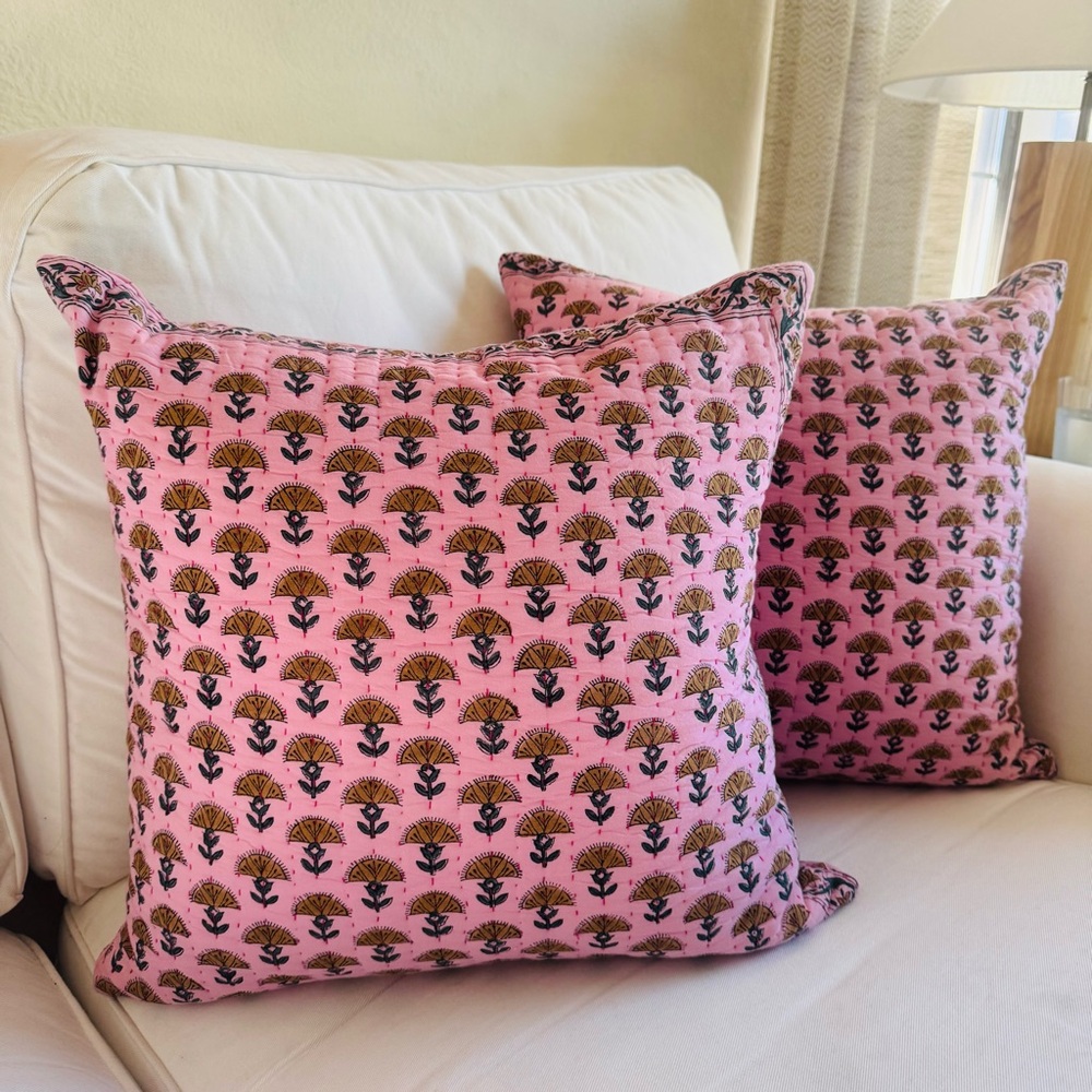 Anthropologie Kantha-Stitched Floral Accent Pillows